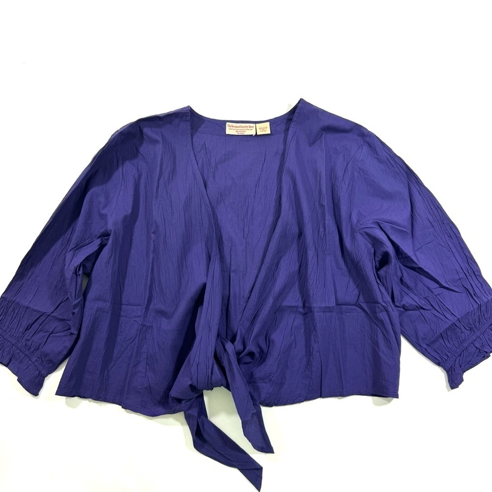 The Vermont Country Store Tie Front Boho Top Purple